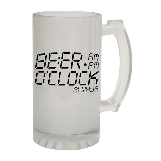 Beer O Clock Alcohol - Novelty Funny Frosted Stein - Gift Boxed