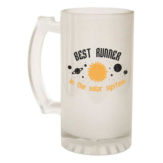 Best Runner Solar System Running - Novelty Funny Frosted Stein - Gift Boxed