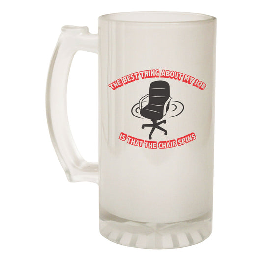 Best Thing Job Chair Spins - Novelty Funny Frosted Stein - Gift Boxed