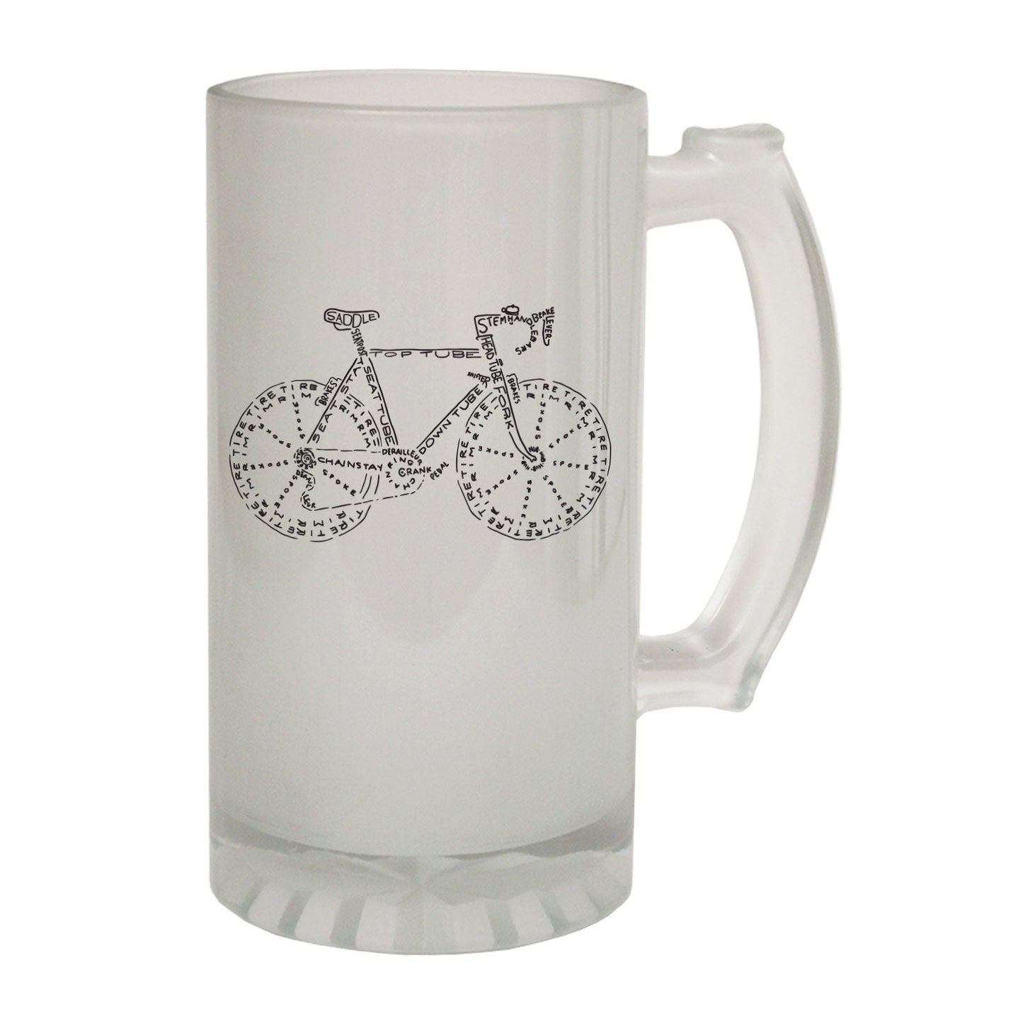 Bicycle Parts Cycling - Novelty Funny Frosted Stein - Gift Boxed