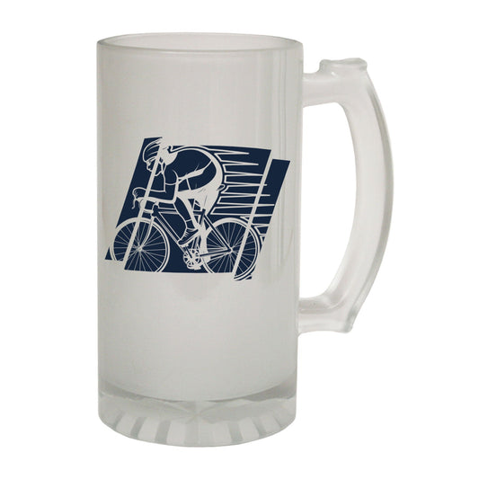 Bike Cyclist Sign - Novelty Funny Frosted Stein - Gift Boxed