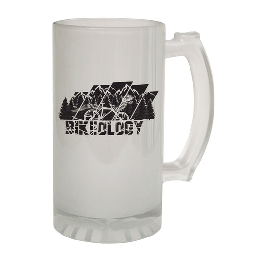 Bikeology Cyclist Bike Rider - Novelty Funny Frosted Stein - Gift Boxed