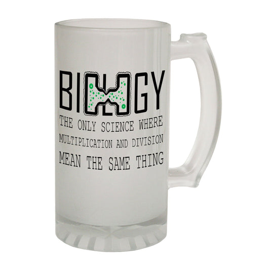 Biology Multiplication Division - Novelty Funny Frosted Stein - Gift Boxed