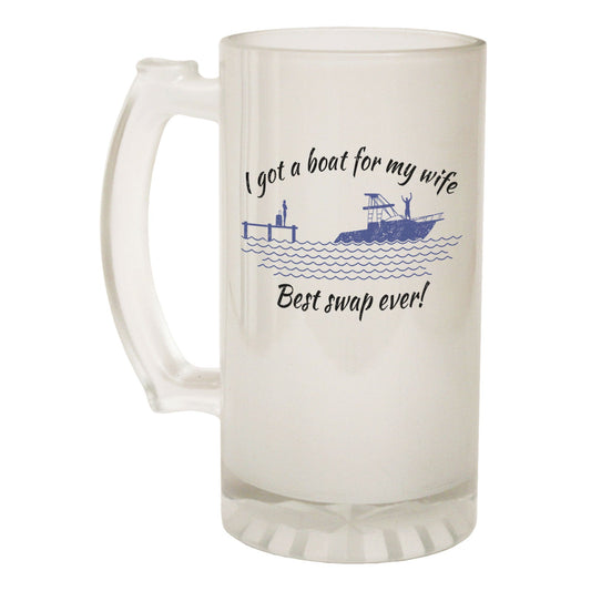 Boat For My Wife - Novelty Funny Frosted Stein - Gift Boxed