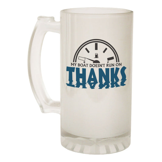 Boat Run On Thanks - Novelty Funny Frosted Stein - Gift Boxed