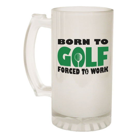 Born To Golf Golfer - Novelty Funny Frosted Stein - Gift Boxed