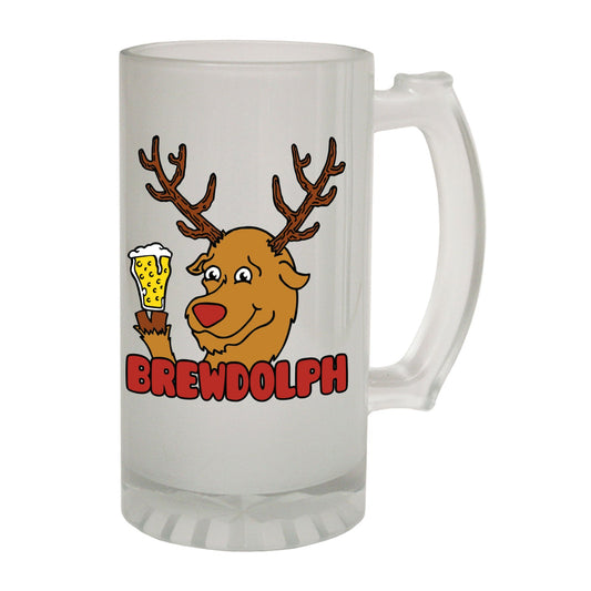 Brewdolph Alcohol - Novelty Funny Frosted Stein - Gift Boxed