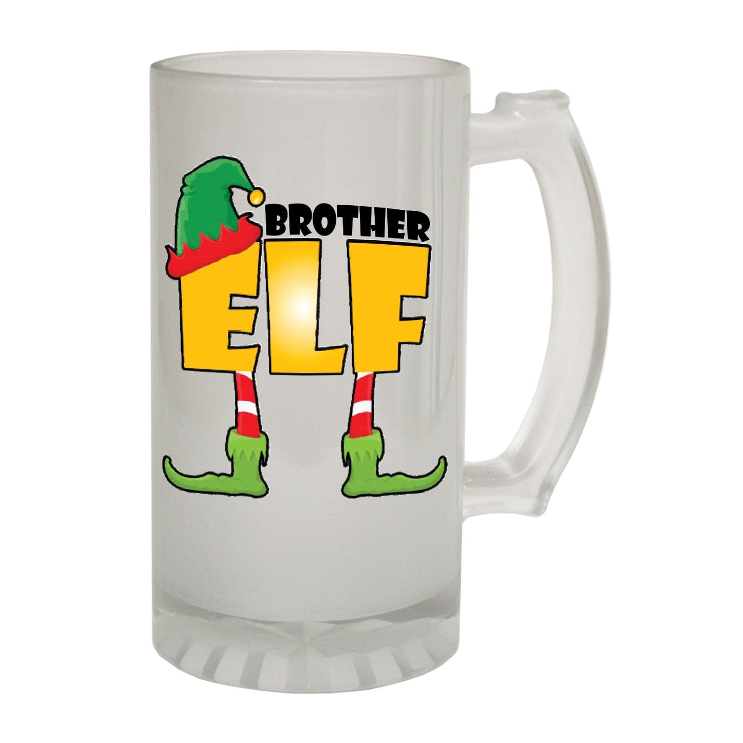 Brother Elf Family - Novelty Funny Frosted Stein - Gift Boxed