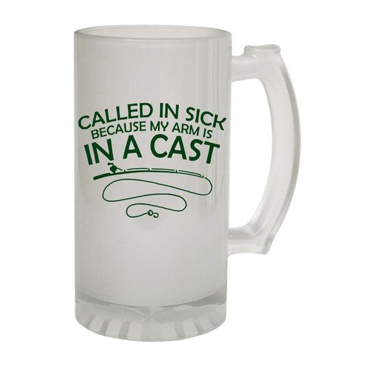 Called In Sick Cast Fishing - Novelty Funny Frosted Stein - Gift Boxed