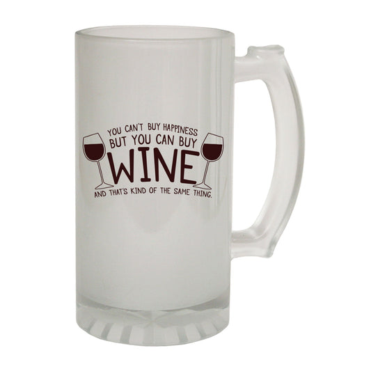 Cant Buy Happiness Wine Drink - Novelty Funny Frosted Stein - Gift Boxed