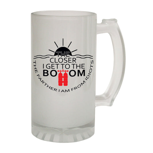 Closer I Get To Bottom - Novelty Funny Frosted Stein - Gift Boxed