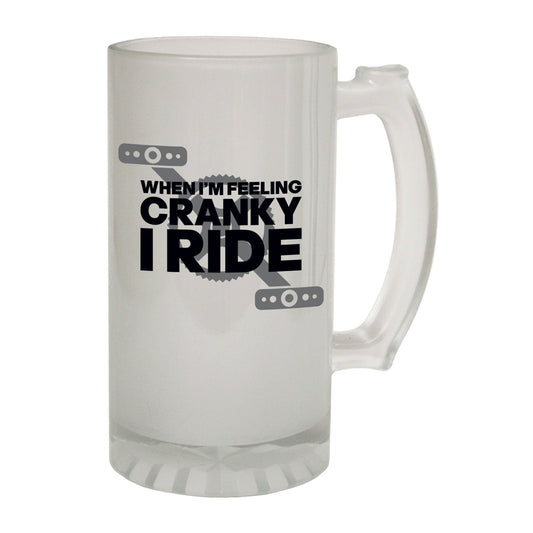 Cranky I Ride Cycling Rider - Novelty Funny Frosted Stein - Gift Boxed