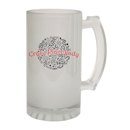 Crazy Plant Lady Gardening - Novelty Funny Frosted Stein - Gift Boxed
