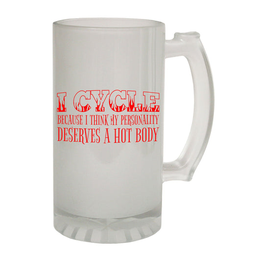 Cycle Because Personality Cycling - Novelty Funny Frosted Stein - Gift Boxed