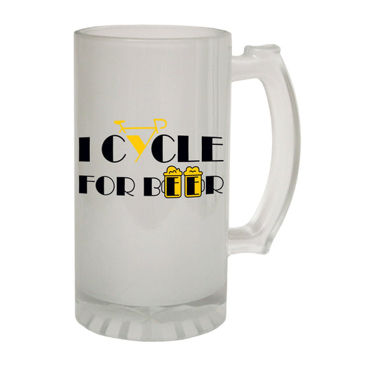 Cycle For Beer Cycling - Novelty Funny Frosted Stein - Gift Boxed