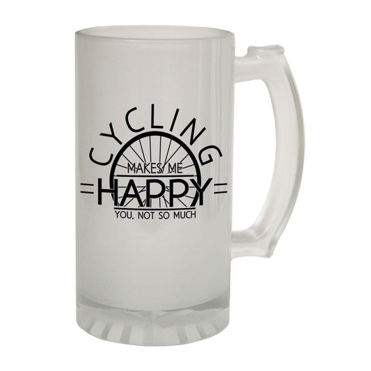 Cycling Makes Me Happy - Novelty Funny Frosted Stein - Gift Boxed