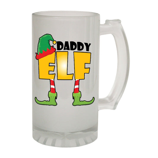 Daddy Elf Family - Novelty Funny Frosted Stein - Gift Boxed