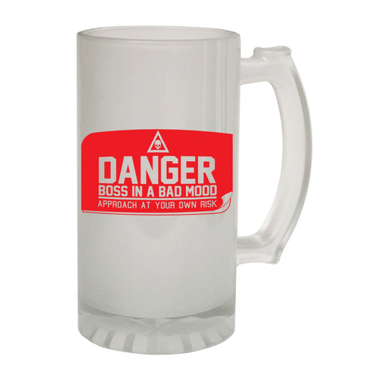 Danger Boss In Bad Mood - Novelty Funny Frosted Stein - Gift Boxed