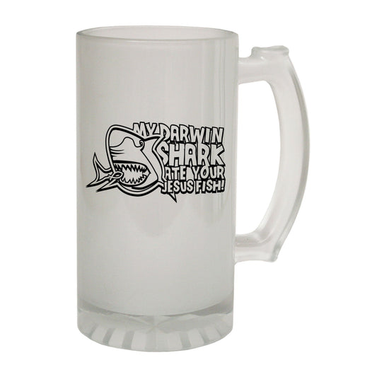 Darwin Shark Sarcasm - Novelty Funny Frosted Stein - Gift Boxed