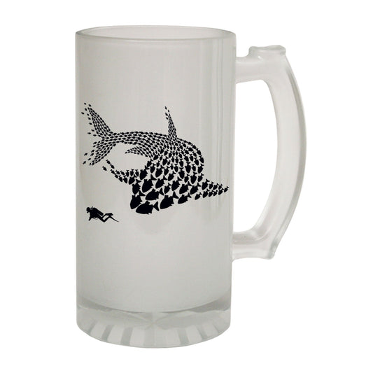 Diver Shark Fish - Novelty Funny Frosted Stein - Gift Boxed