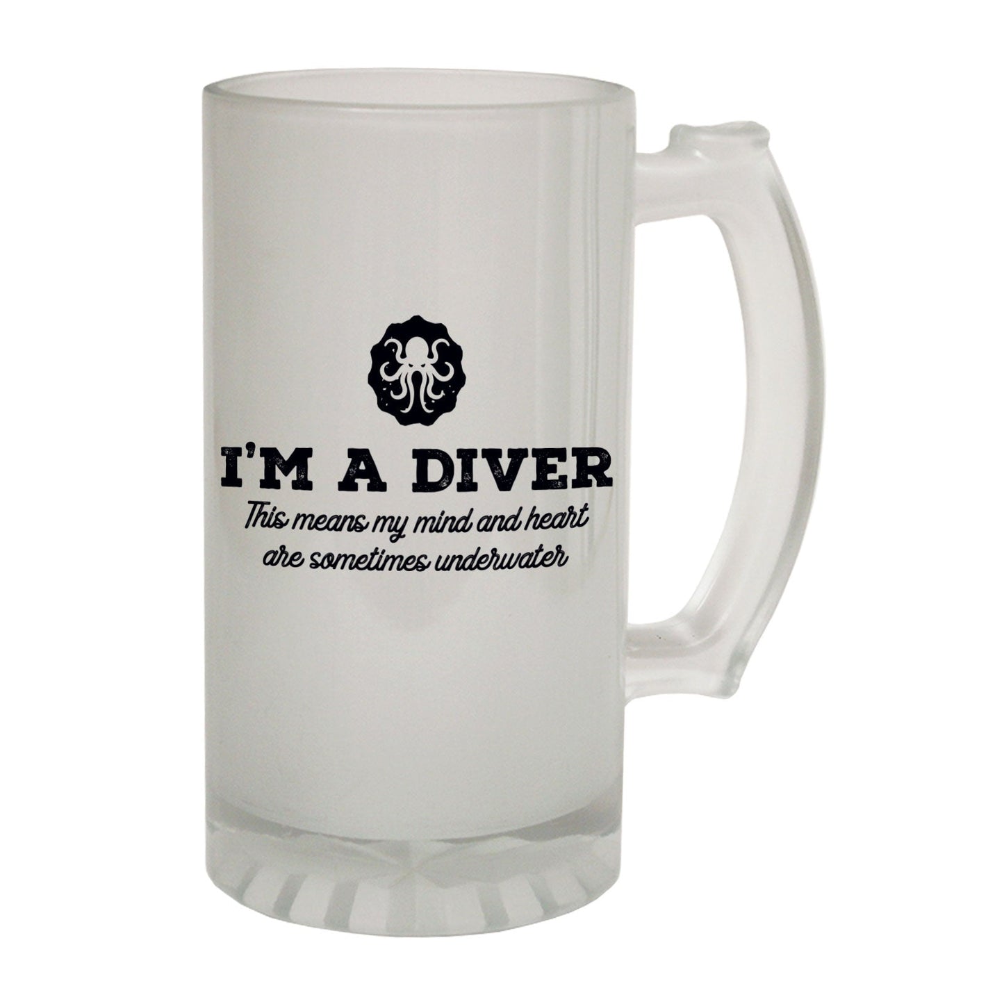 Diver This Means Scuba - Novelty Funny Frosted Stein - Gift Boxed
