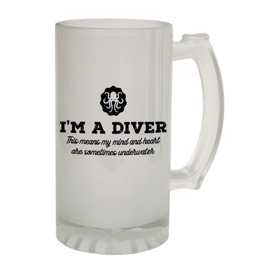 Diver This Means Scuba - Novelty Funny Frosted Stein - Gift Boxed