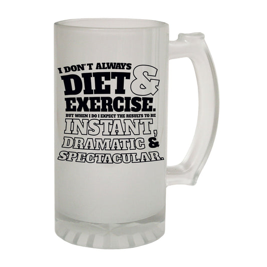 Dont Always Diet - Novelty Funny Frosted Stein - Gift Boxed