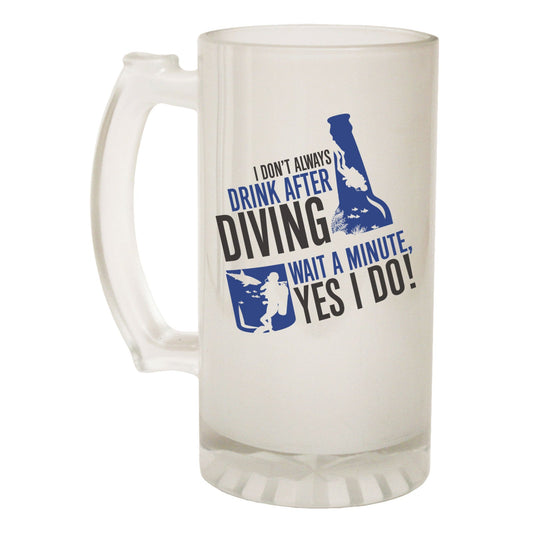 Dont Drink After Diving Scuba - Novelty Funny Frosted Stein - Gift Boxed