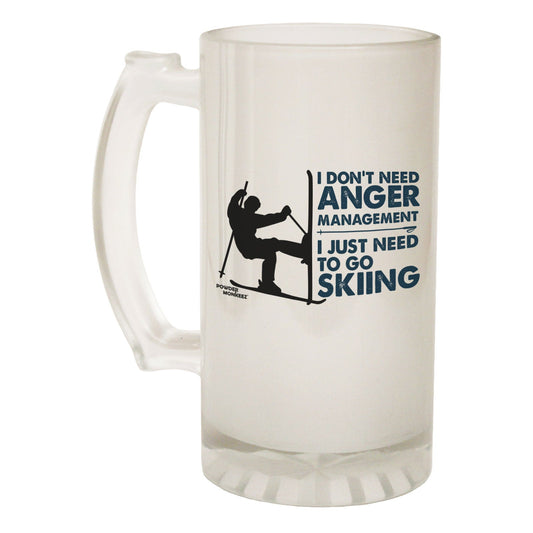 Dont Need Anger Skiing - Novelty Funny Frosted Stein - Gift Boxed