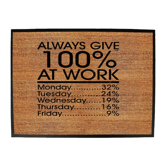 Give 100 At Work Job - Funny Novelty Doormat
