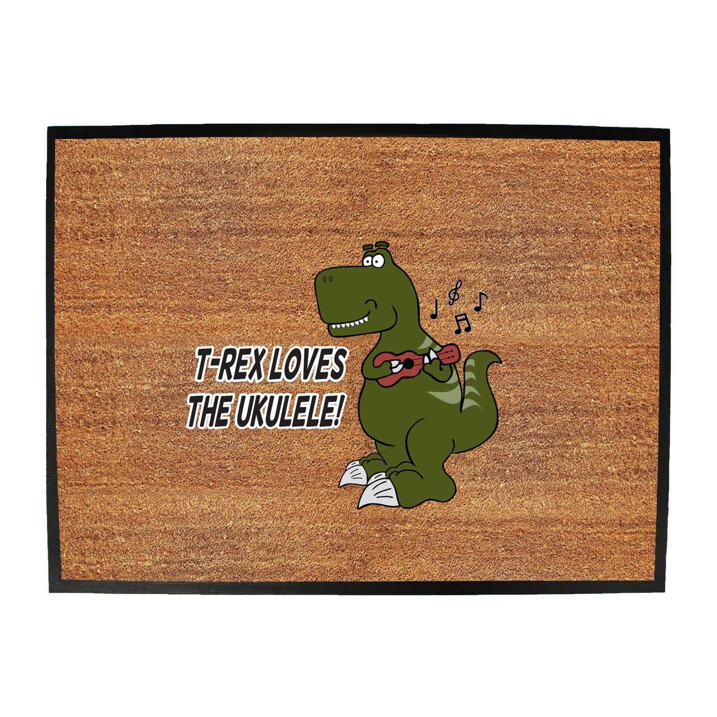Trex Loves Ukulele Dinosaur - Funny Novelty Doormat