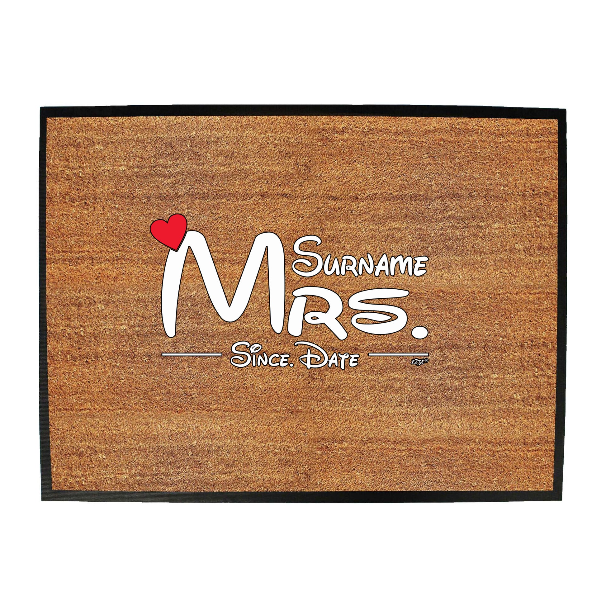 Surname Heart Mrs Since - Funny Novelty Doormat