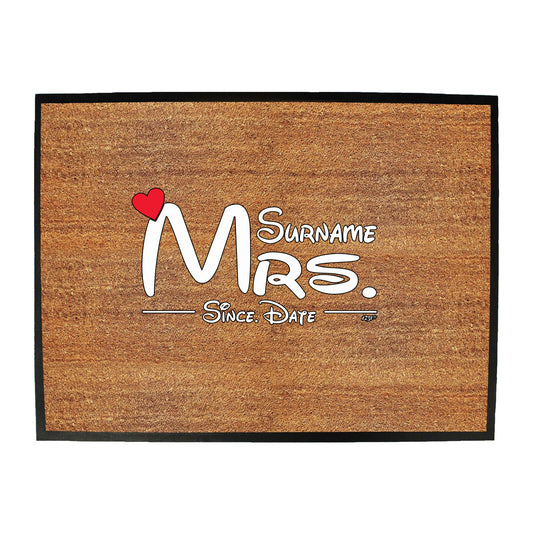 Surname Heart Mrs Since - Funny Novelty Doormat