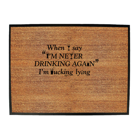 When Say Im Never Drinking Again - Funny Novelty Doormat