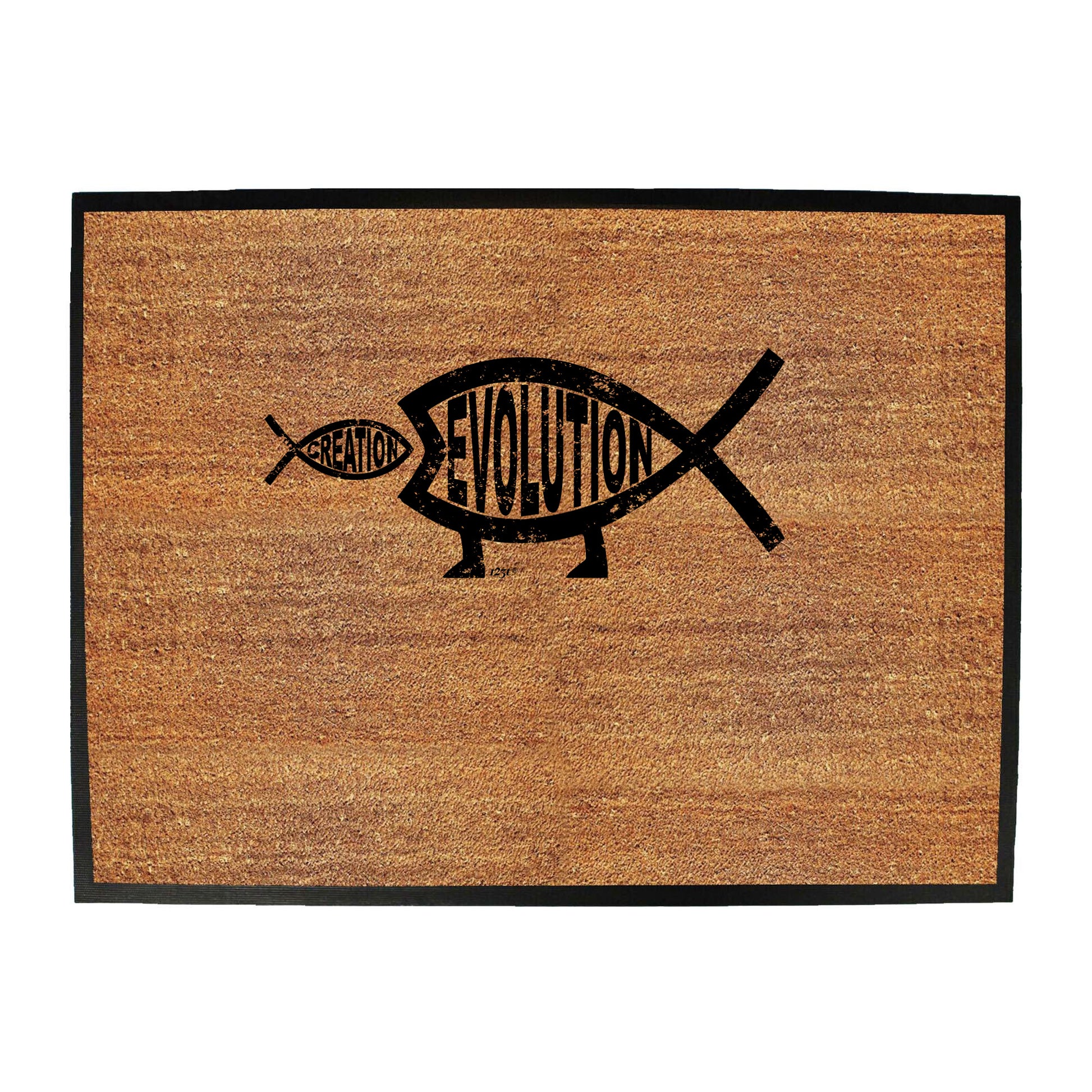 Creation Evolution Fish - Funny Novelty Doormat