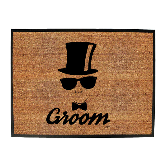 Groom Glasses Top Hat Married - Funny Novelty Doormat