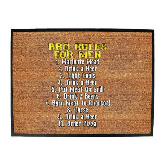 Bbq Barbeque Rules For Men - Funny Novelty Doormat