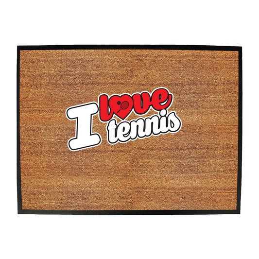 Love Tennis Stencil - Funny Novelty Doormat