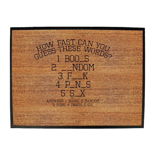 Guess These Words - Funny Novelty Doormat