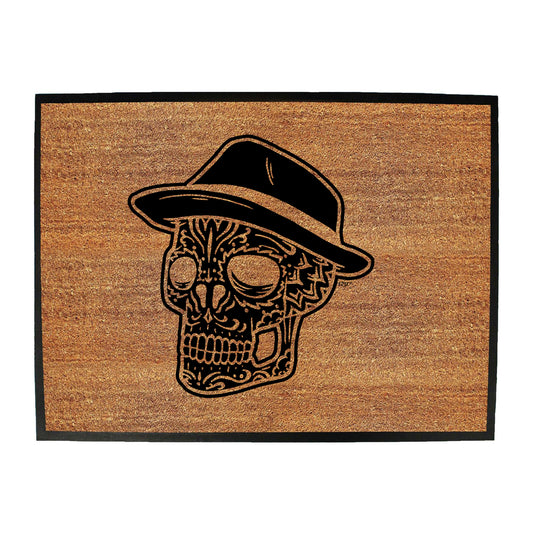 Fedora Candy Skull - Funny Novelty Doormat