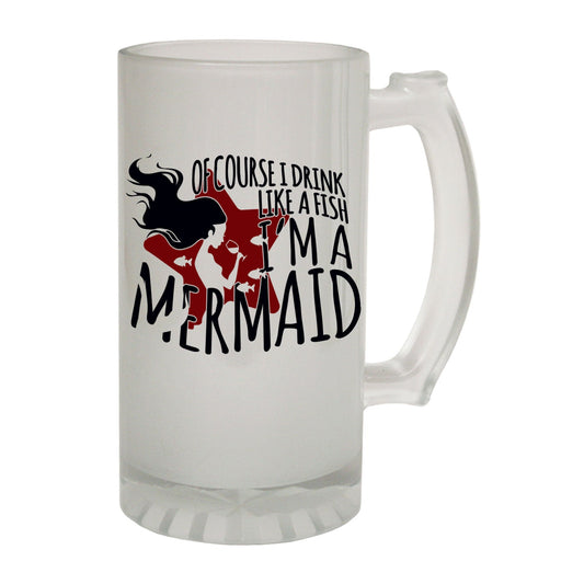 Drink Like Fish Mermaid - Novelty Funny Frosted Stein - Gift Boxed