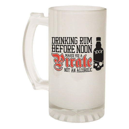 Drinking Rum Before Noon - Novelty Funny Frosted Stein - Gift Boxed