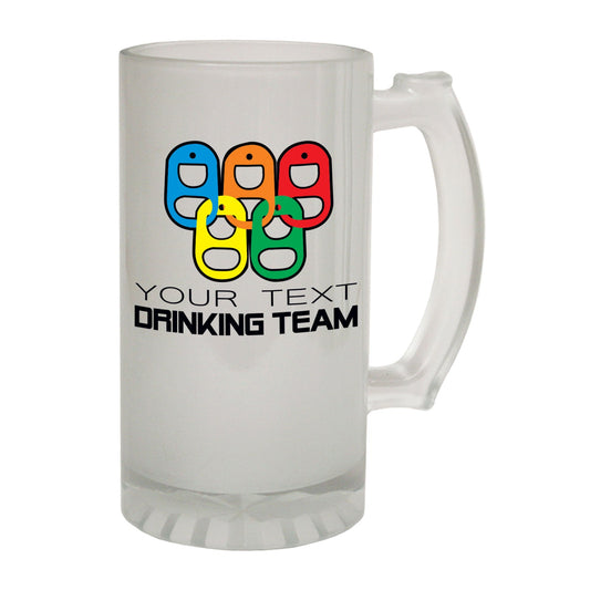 Drinking Team Rings Your Text - Novelty Funny Frosted Stein - Gift Boxed
