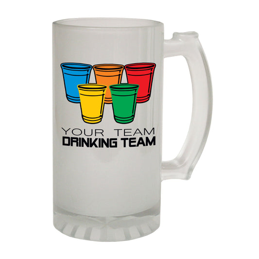 Drinking Team Your Text - Novelty Funny Frosted Stein - Gift Boxed