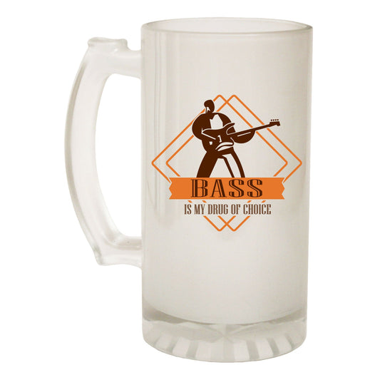 Drug Of Choice Bass Guitar - Novelty Funny Frosted Stein - Gift Boxed