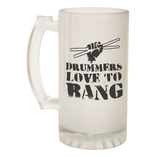 Drummers Love To Bang Rock - Novelty Funny Frosted Stein - Gift Boxed