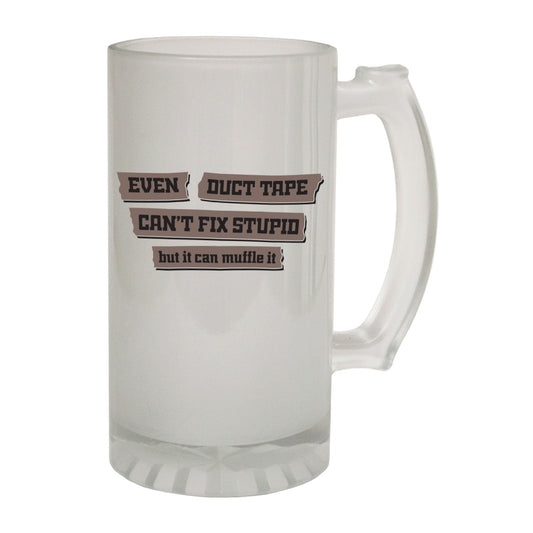 Duct Tape Fix Stupid Sarcasm - Novelty Funny Frosted Stein - Gift Boxed