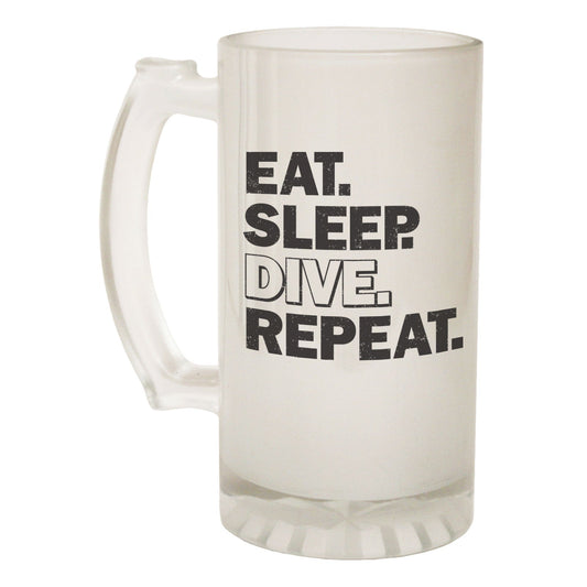 Eat Sleep Dive Repeat Scuba - Novelty Funny Frosted Stein - Gift Boxed