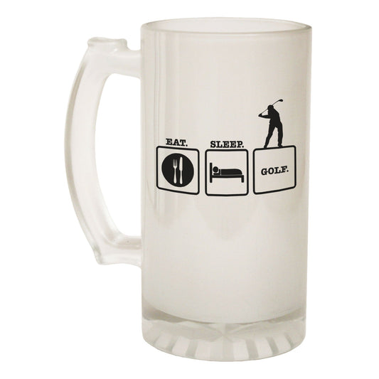 Eat Sleep Golf Golfing - Novelty Funny Frosted Stein - Gift Boxed