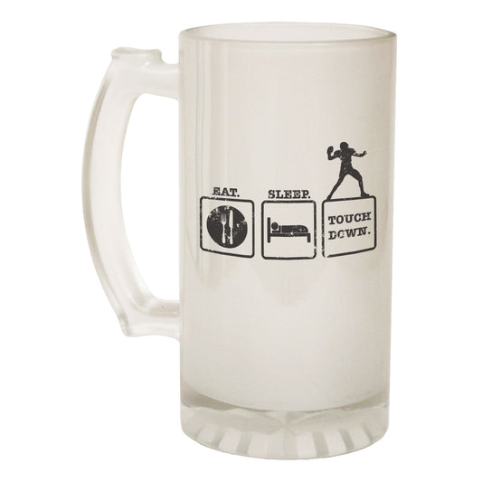 Eat Sleep Rugby - Novelty Funny Frosted Stein - Gift Boxed
